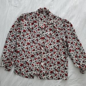 Red flower blouse